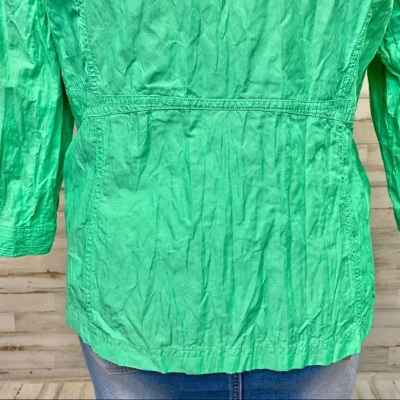 Zenergy by Chico’s Hayden Jacket Womens Size Chico's 2 or L Crinkle Green - Picture 11 of 14